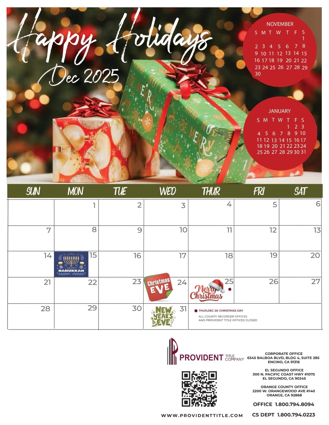 December 2025 Calendar