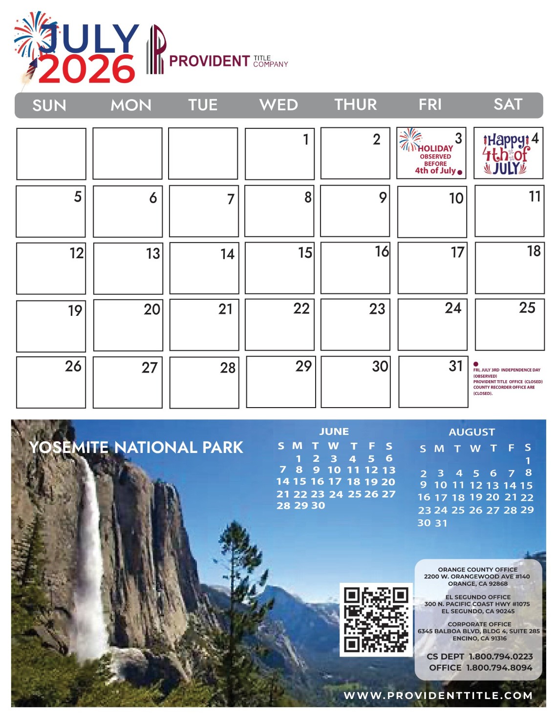July 2026 Calendar