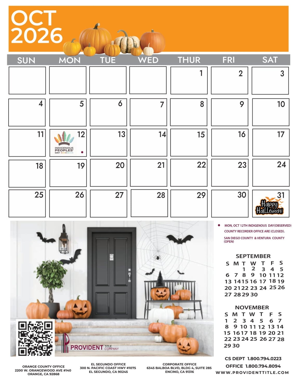 October 2026 Calendar